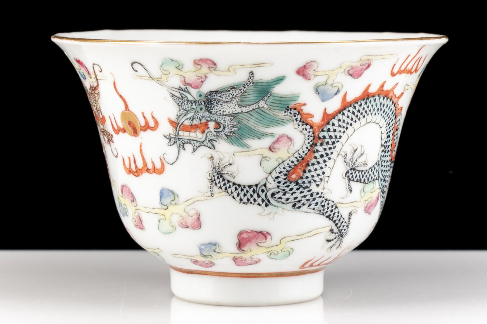 HAND PAINTED DRAGON BOWL, CHEN LONG, POSSIBLY NOT OF THE PERIOD